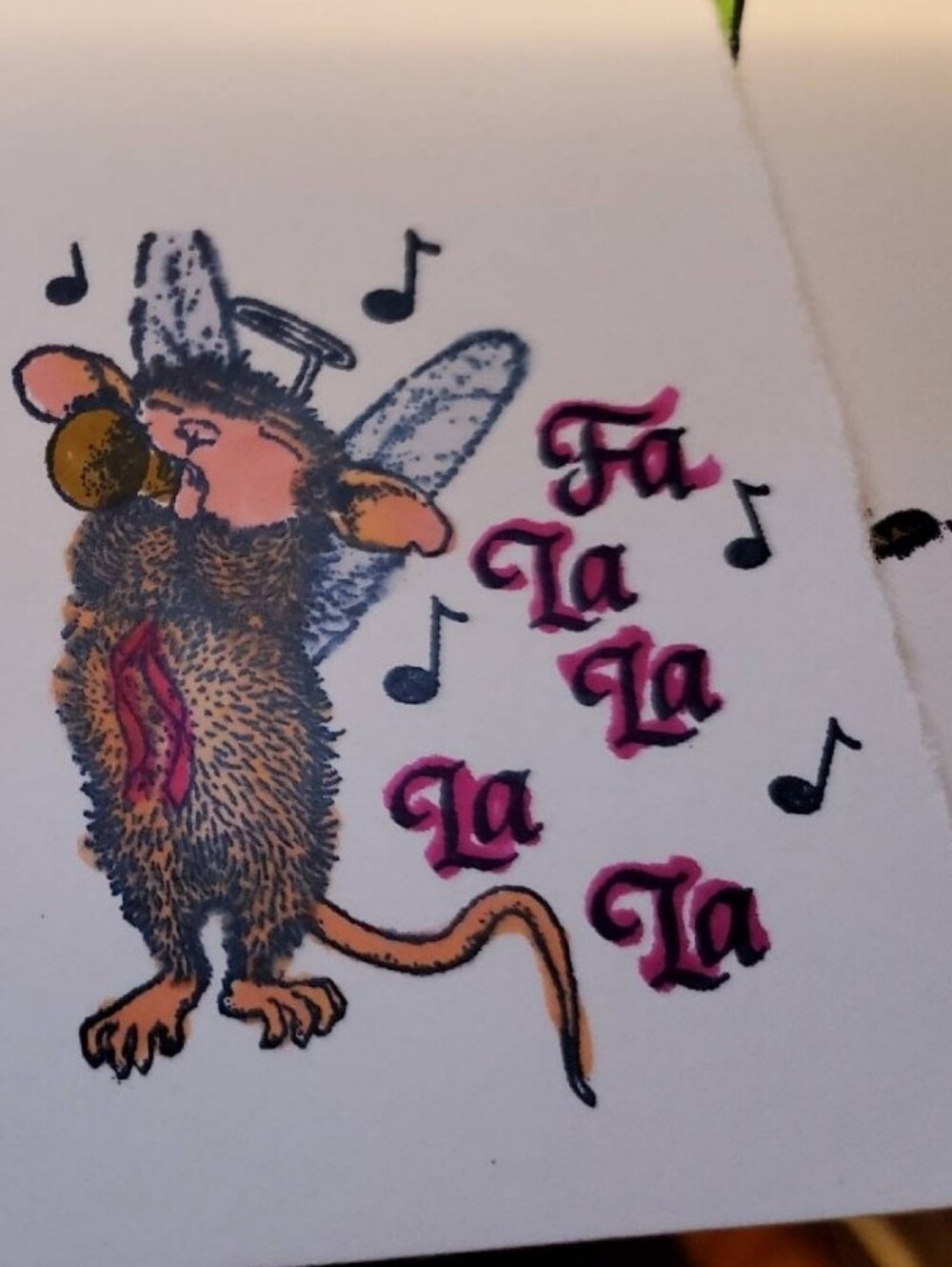 HOUSE MOUSE Fa La La La La Singing Mouse Wood Stamp